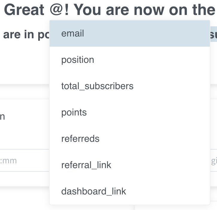 Tags available in text